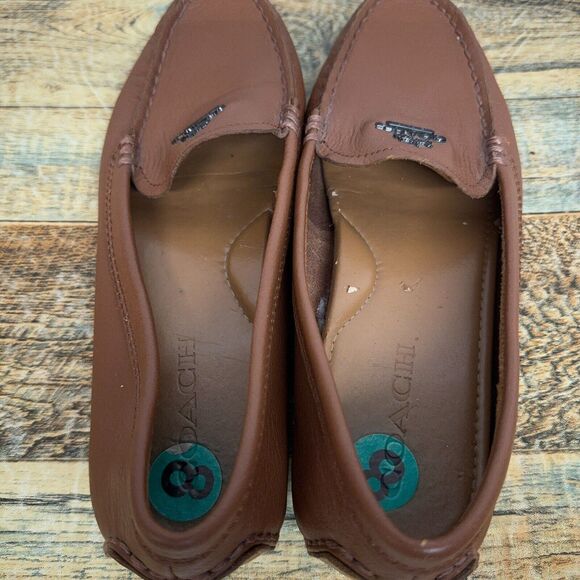 Coach Mary Lock Up Saddle Brown Slip On Driver Loafer A00925 Womens Size 8 B - Picture 7 of 10